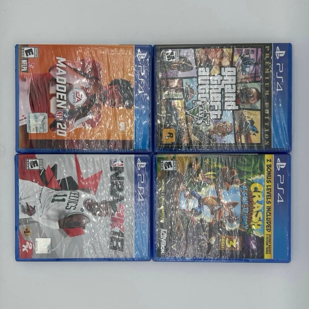 PS4 Game Lot SEALED GTA V Premium Crash Trilogy Madden 20 NBA 2K18 SEALED -NEW-